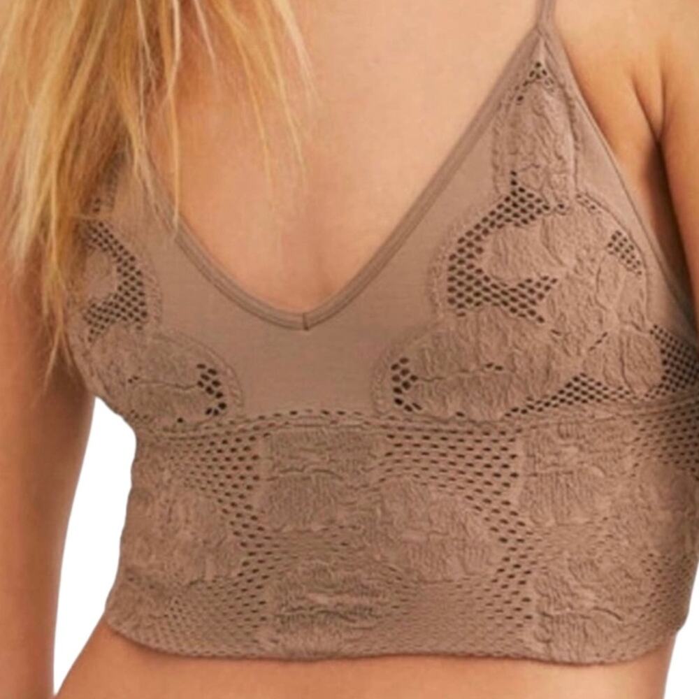 NWT FP Free People Candy Seamless Bralette in Sand Medium Large M/L